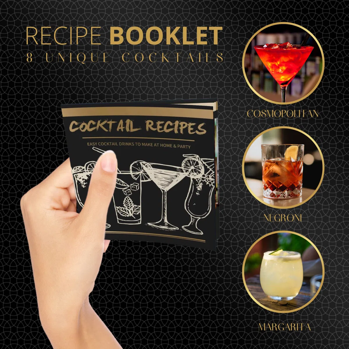 Mixology - Kit de coctelera Dorada de 24 Piezas con Soporte, Accesorios Esenciales para el hogar, coctelera de Martini, medidor, mortero, Cubos de enfriamiento y más