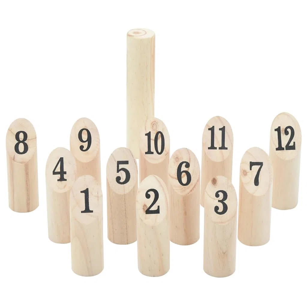 Kubb - Juego de 13 piezas de madera de pino maciza con bolsa de transporte, juego de jardín al aire libre, juego de lanzamiento y juego de habilidad, ideal para reuniones familiares, camping