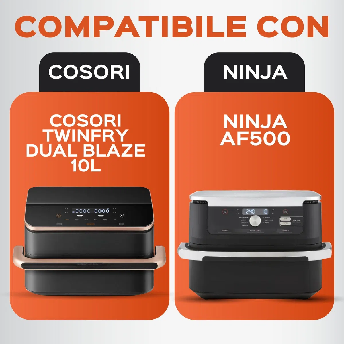 UNBOX 15 Piezas Accesorios para Freidora Cosori Dual Blaze 10 Litros - Molde Silicona Freidora de Aire para Ninja Flexdrawer AF500EU 10,4L, Cosori Dual Blaze TwinFry 10L