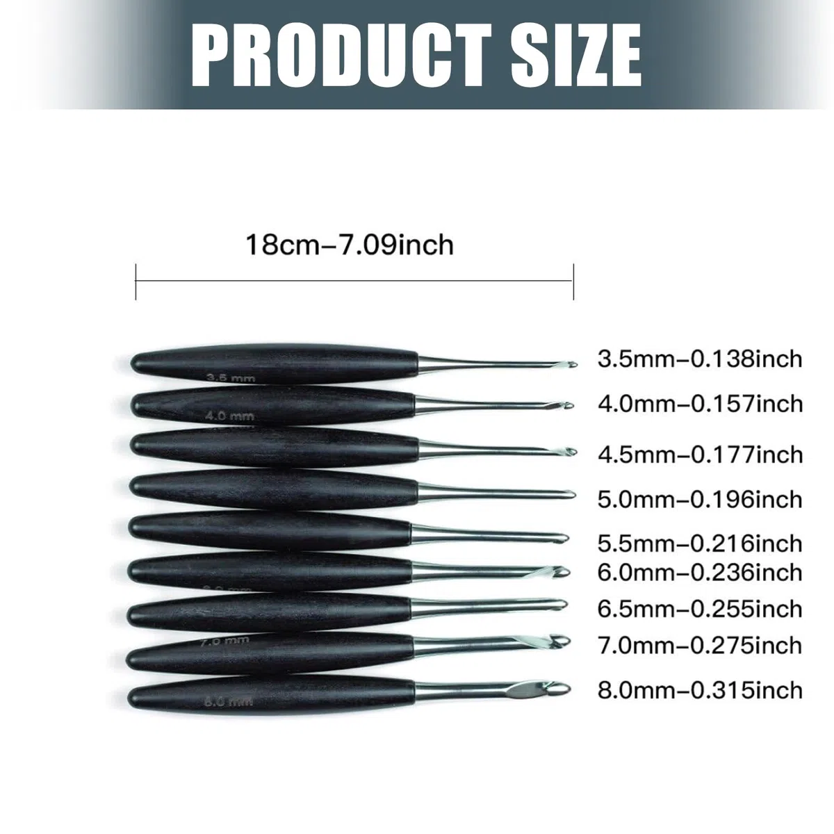9 Agujas de Ganchillo con de Madera con Estuche de Almacenamiento, Agarre ergonómico, Aguja de Ganchillo de Aluminio de 3, 5 a 8, 0 mm para Tejer Sujetadores Hechos a Mano