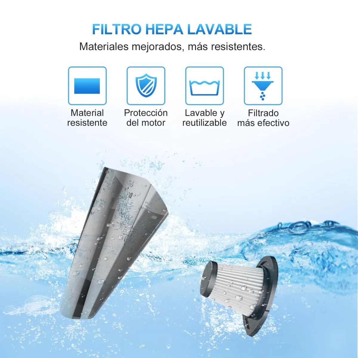 Aspirador de Mano 8500PA 120W Aspiradora Coche Sin Aspirador Potente Carga Rápida HEPA Filtro de Acero Inoxidable con luz LED y Bolsa de Transporte luz LED para Oficina Hogar Cocina Coche