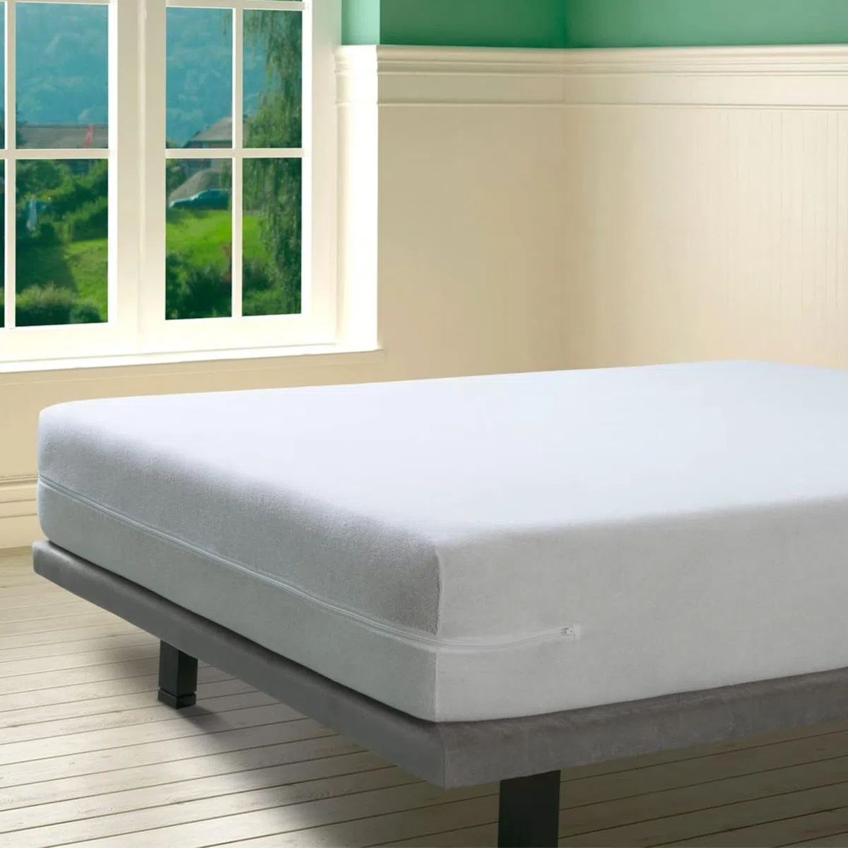 SAVEL - Funda de colchón elástica de algodón 120x190/200 cm | Cubre colchón con Cremallera | Protector de colchón Transpirable y Ajustable | Blanco