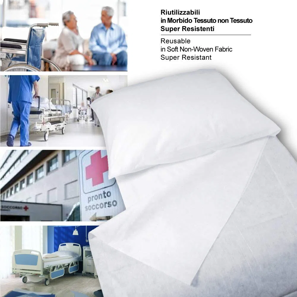 45 Kit Cama Individual Desechable En Tnt 2 Sábanas Cm 140 x 240 y 1 Funda De Almohada Cm 60 x 80