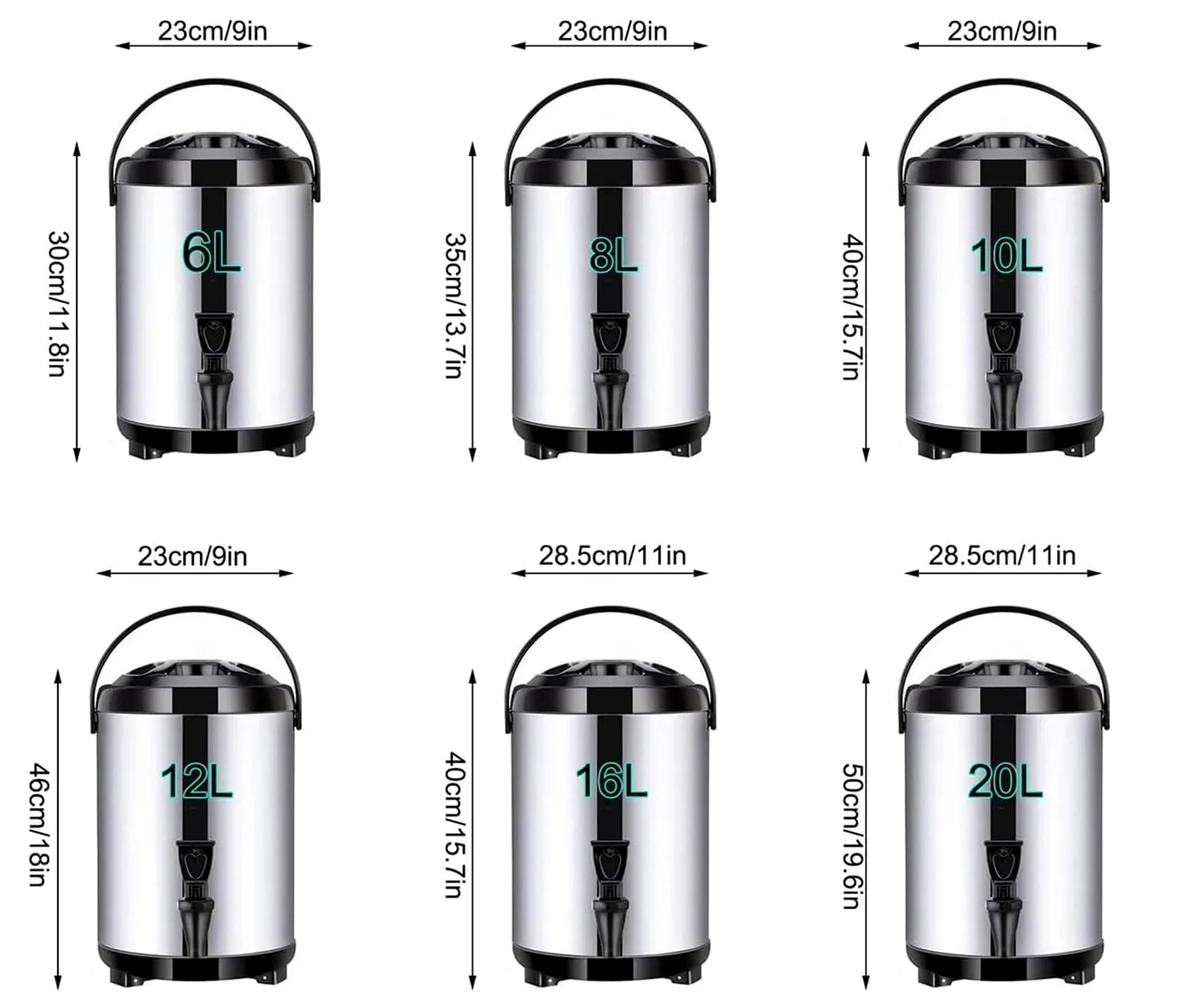 Dispensador de agua caliente aislado de acero inoxidable con grifo, urna de bebidas de gran capacidad para fiestas y catering