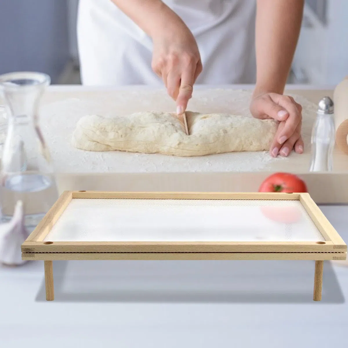 Puerta De Secado De Secado De Madera De Temporada - Estante Desmontable De | Almacenamiento De Frutas Abierta Con Red Para Deshidratación | Diseño De Circulación De Aire Para Una Eficaz