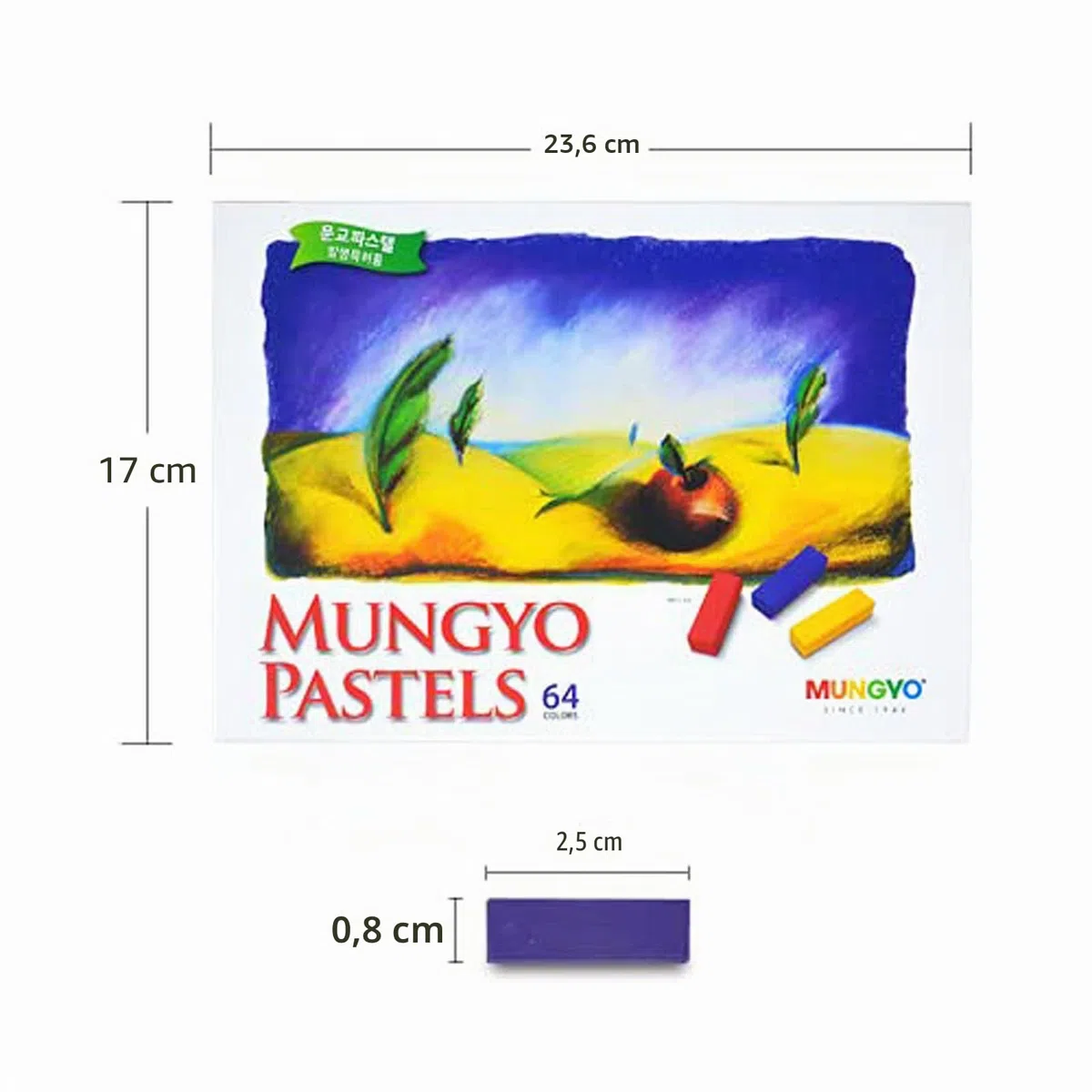 Juego de 64 tizas de colores variados de Mungyo, colores pastel, no tóxicos (B441R078-7003A)