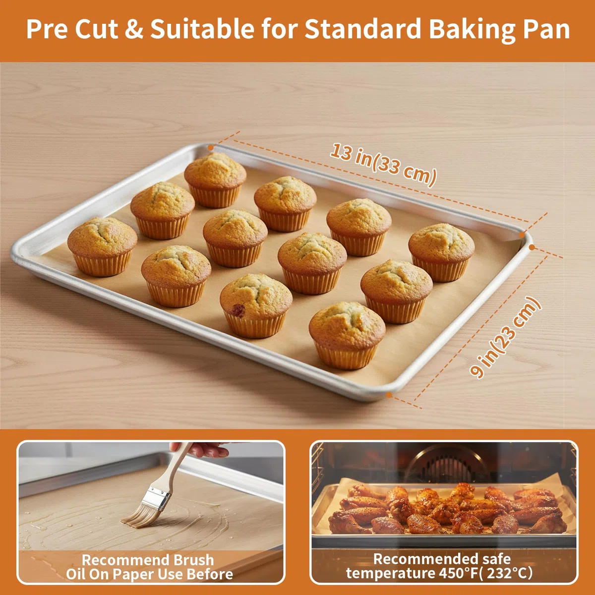 MakMeFre 300 hojas 23x33cm Papel de horno precortado,antiadherente,resistente al aceite y al agua