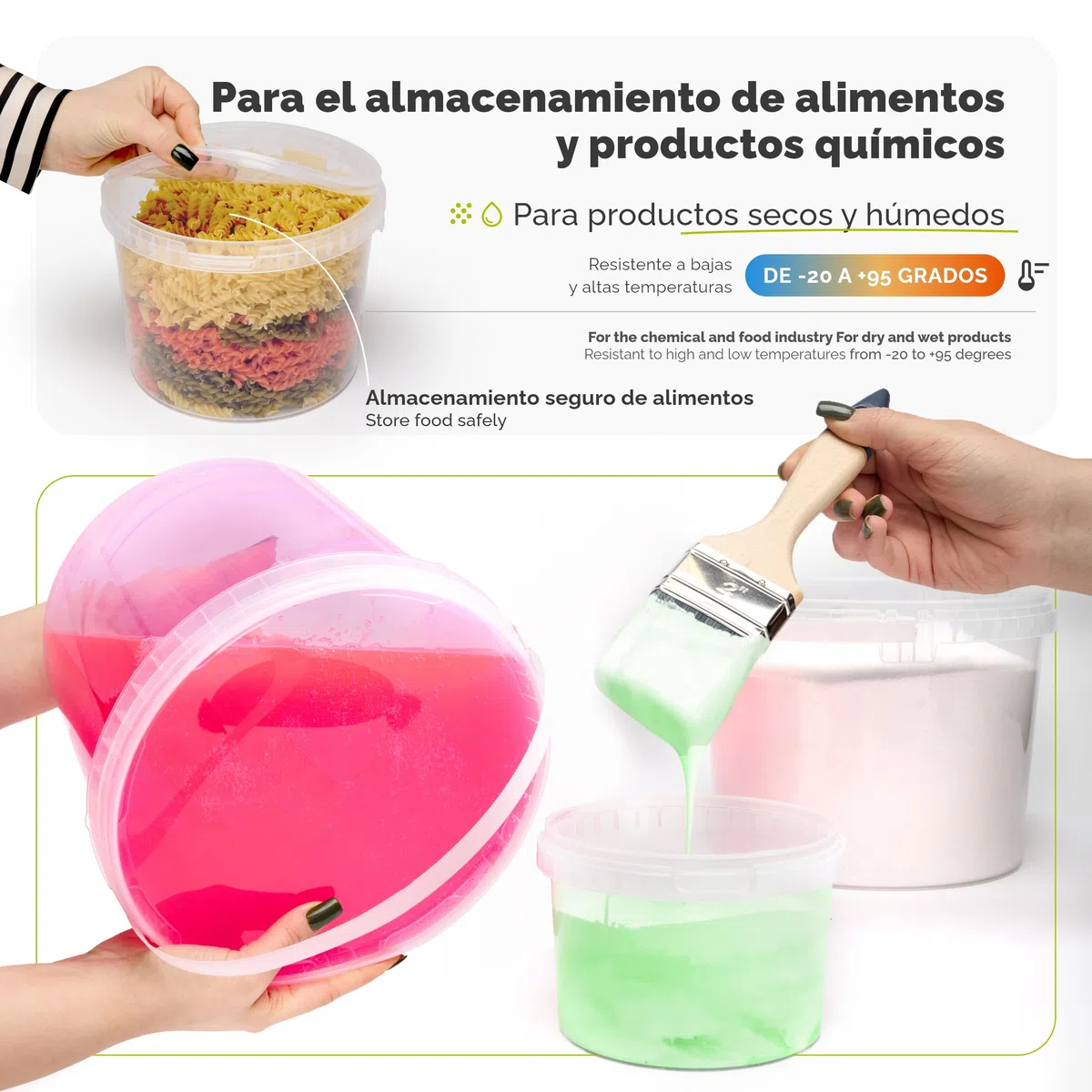 Garronda Cubo con Tapa 10 L 10 Piezas Transparente GD-0072 | Para el Almacenamiento de Alimentos y Productos Químicos