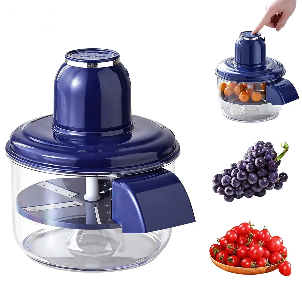 Pelador, Máquina Peladora Eléctrica de Uva con Motor de 50 W y Batería de Litio de 1300 mAh Peladores de Tomate con Diseño de 5 Cuchillas Herramienta para Quitar la Piel de Frutas para Uvas Nísperos