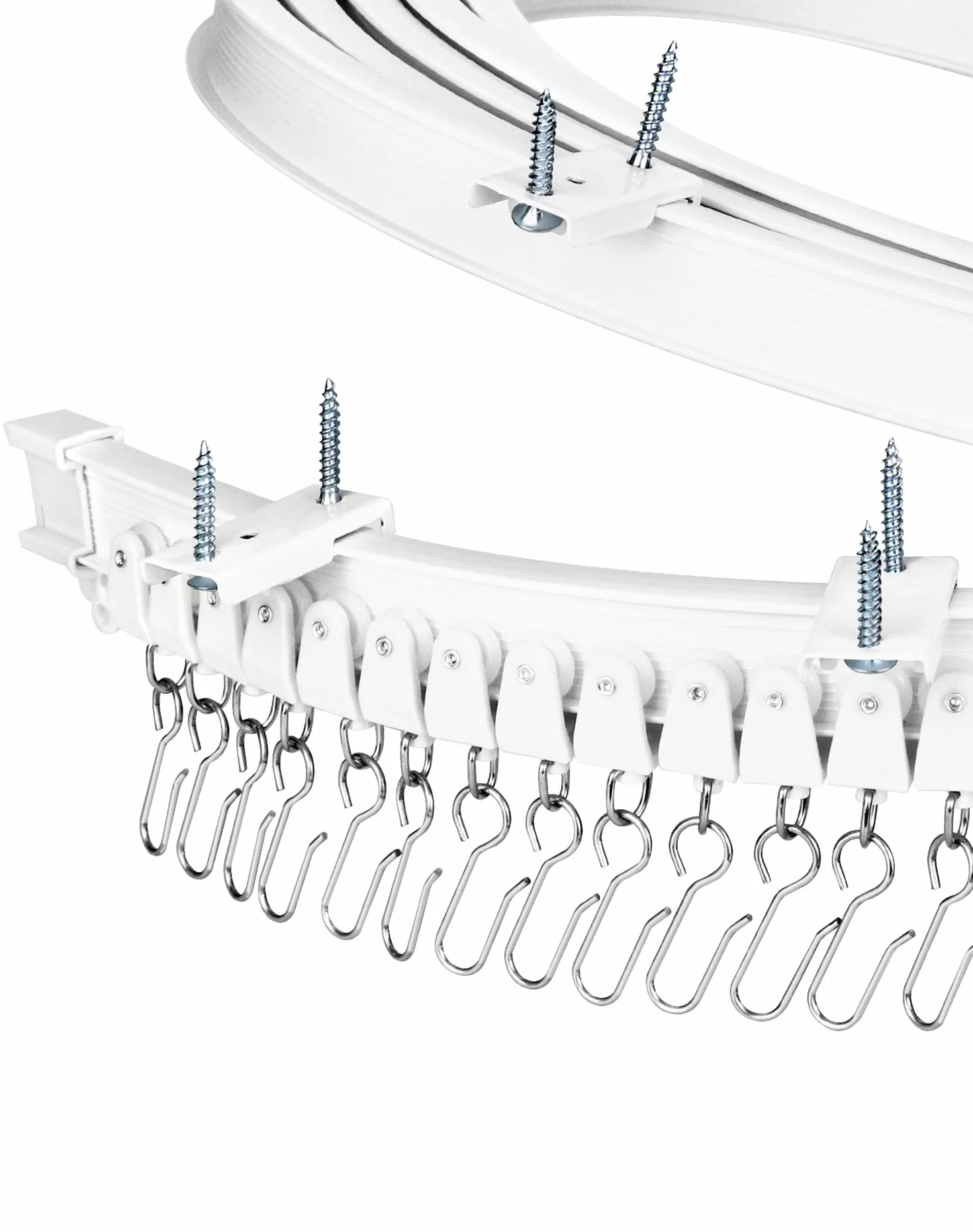 QWORK® 5 M Riel de Cortina Flexible con Rodillo Silencioso - Montaje en Techo - para Separador de Ambientes, Baño, Balcón, Hotel