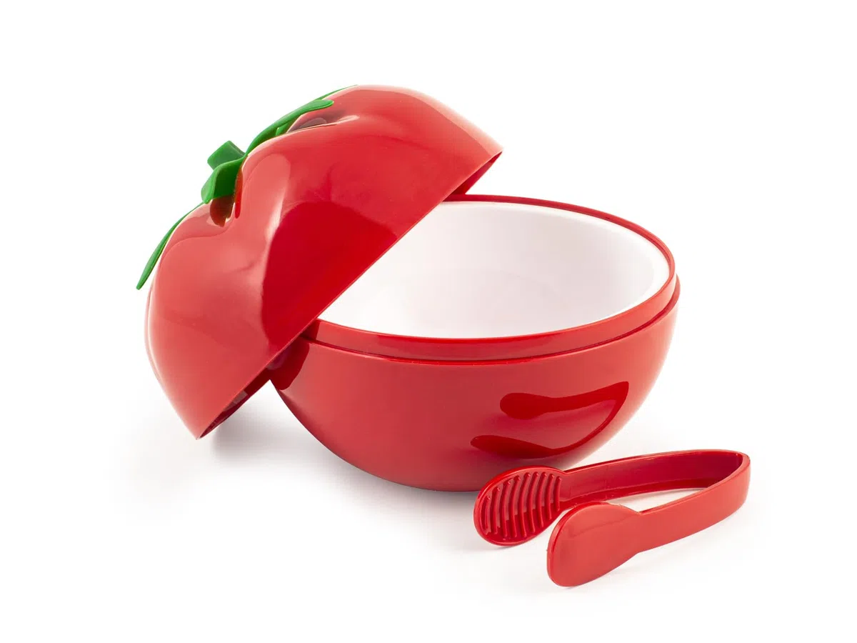 Home Cubo de Hielo Tomate de Polipropileno, Color Rojo, con Pinzas, 16 cm