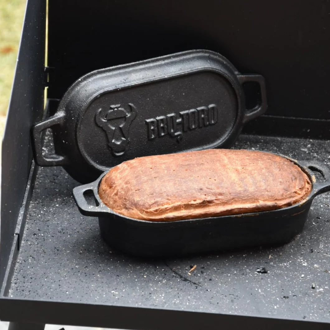 BBQ-Toro Olla de Hierro Fundido con Tapa y Asas | 1 litro | 29 x 12,5 x 5,5 cm | Curada - pre-Seasoned | Dutch Oven, Olla para Hornear, Horno Holandés