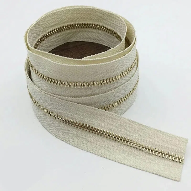 1/3 metros 3# Cremalleras de metal Cremalleras de dientes dorados para ropa, monedero, kit de reparación de cremalleras, cremallera para coser ropa DIY-13-3#-3 metros3pcsSilder