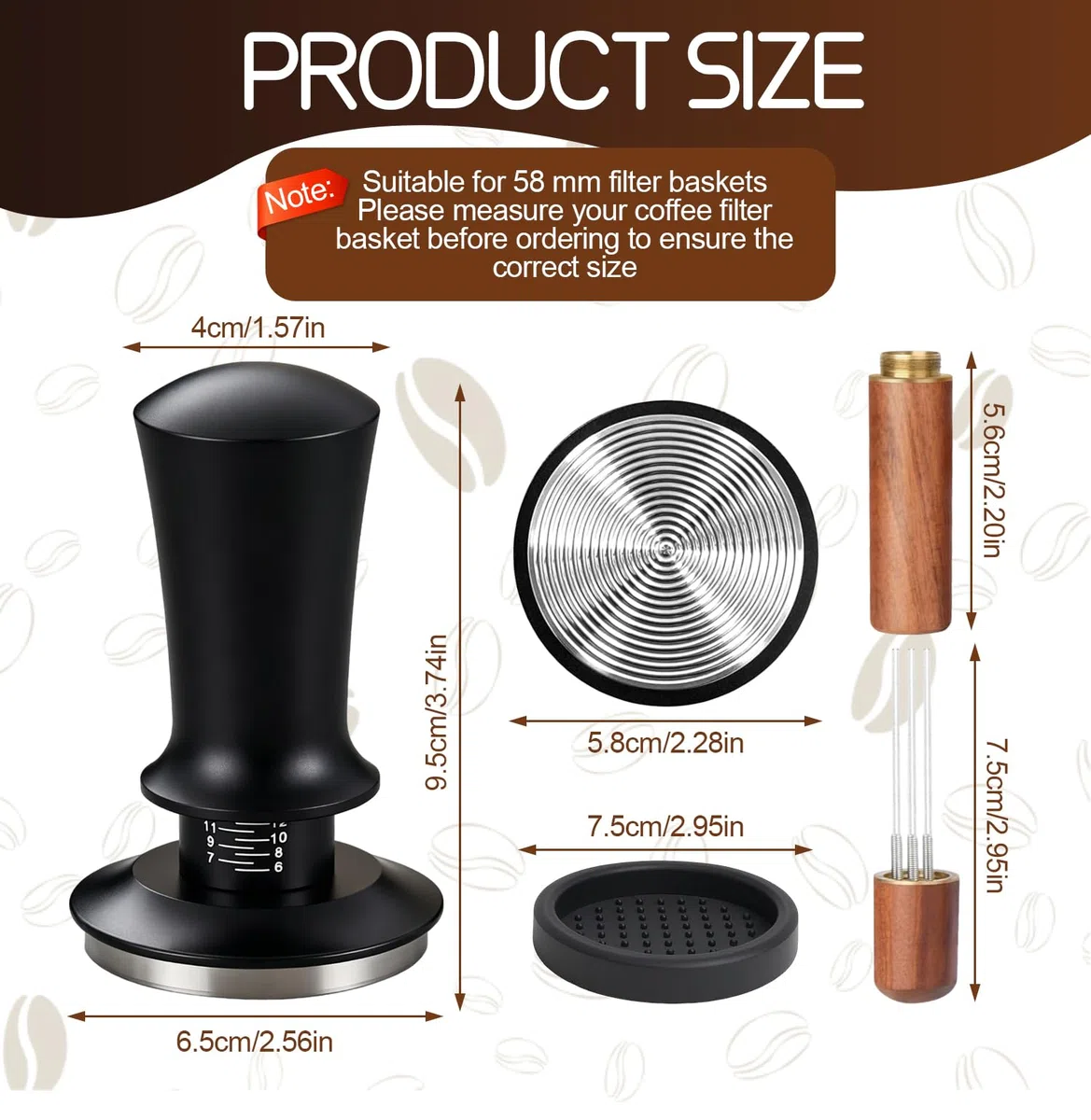 Prensador de Cafe de 58 mm con Tamper 58mm Silicona Station y Mini Aguja WDT Cafe Base Roscada y Resorte Ajustable con Profundidad Ajustable Accesorios Cafetera Kit para Baristas Caseros y Cafeterías
