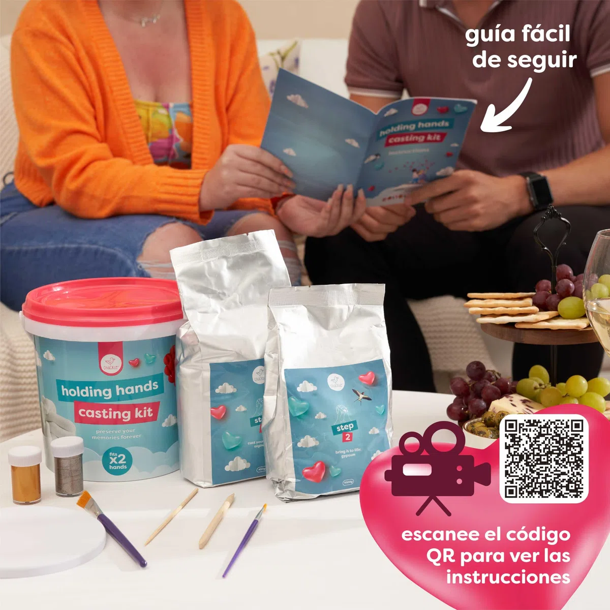 chuckle Kit 3D de Molde de Manos - Set Completo de Escultura con Base, Pinturas y Yeso - Regalo Original para Parejas, Madres o Padres