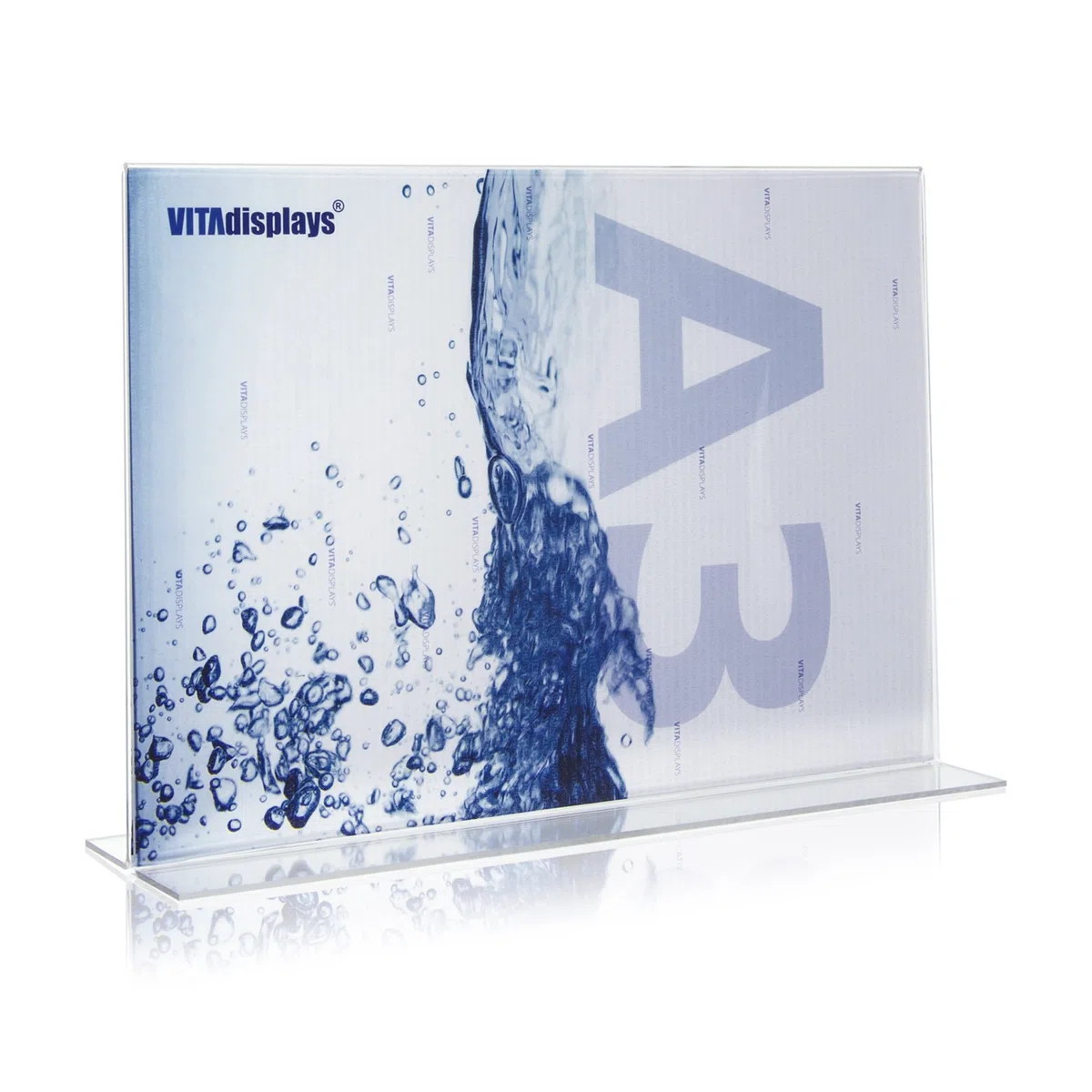 Atril publicitario DIN A3 en formato horizontal, de plexiglás