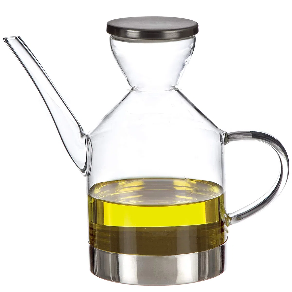 Aceitera antigoteo de 1 litro con Tapa y Base Acero Inoxidable 19.5x11x19cm