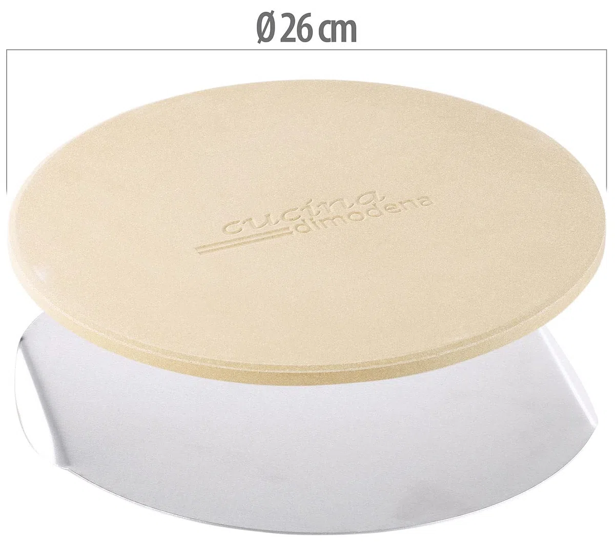 Pizza Calculculo: Piedra para Pizza Redonda con Bandeja de Aluminio, diámetro 26 cm (Piedra para Pizza para Horno)