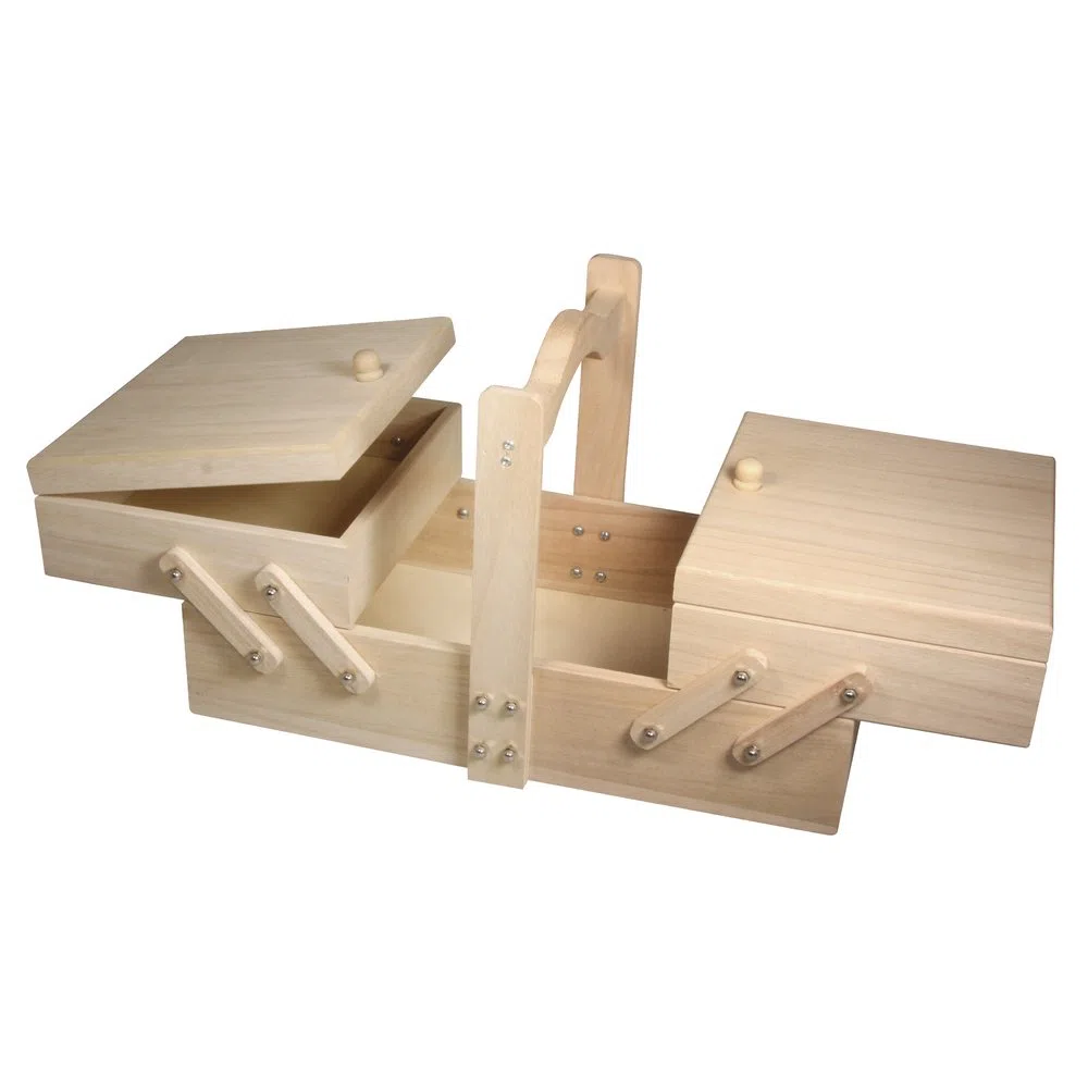 Rayher Caja de Costura en Madera, 34,5x20x21,5 cm, con asa, 48216000