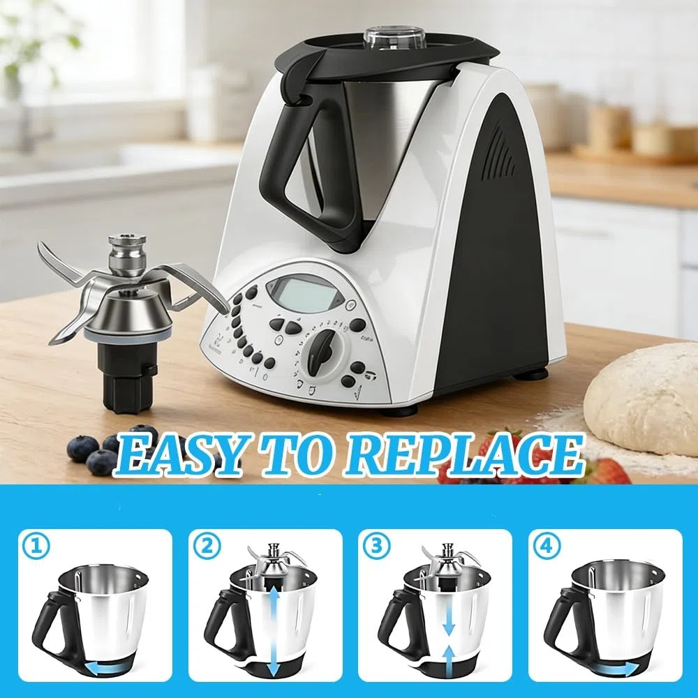 Cuchillas para Thermomix TM31, HOVCEH Cuchilla para Thermomix TM31 con Juntas de Sellado, Accesorios para Thermo.mix en Acero Inoxidable para Robot de Cocina