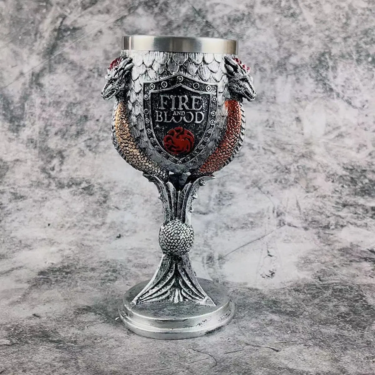 Juego de Tronos cáliz 3D creativo vintage de resina, Santo Grial, taza para beber de 21 x 10 cm, taza de café de resina para Halloween, accesorios de fiesta en bar (cáliz de dragón de tres