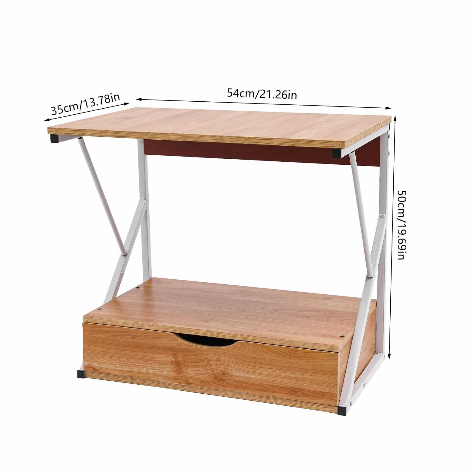 Estantería de cocina de 2 puertas, de pie, con cajón, para microondas, para encimera y almacenamiento, 54 x 35 x 50 cm (madera + blanco)