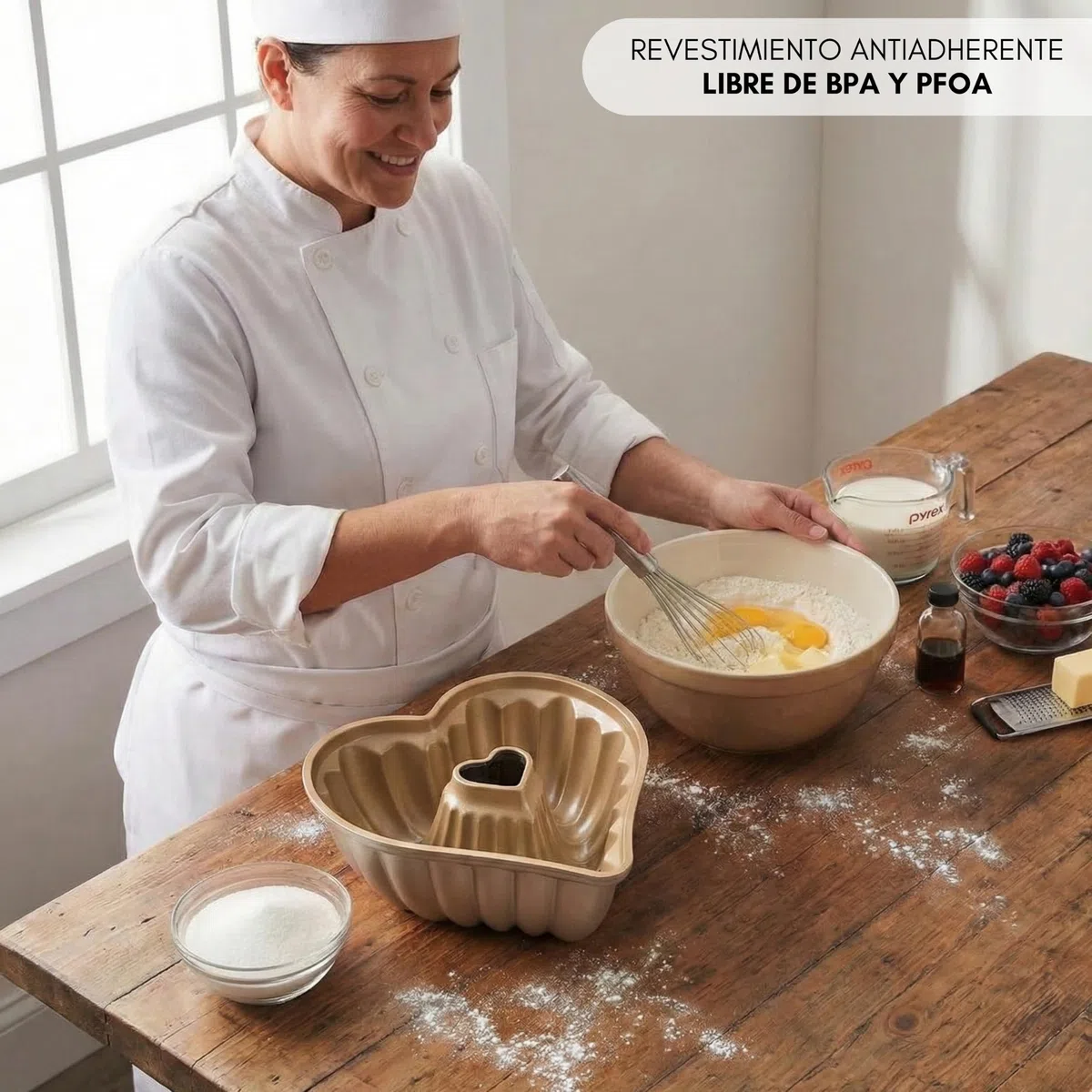 Erreke Molde para Bizcocho con Doble Capa Antiadherente, Amour | Aluminio Fundido Resistente. Savarín Cocción Uniforme. Para Repostería. Flan. Pudín. Gelatina. Para Repostería Casera