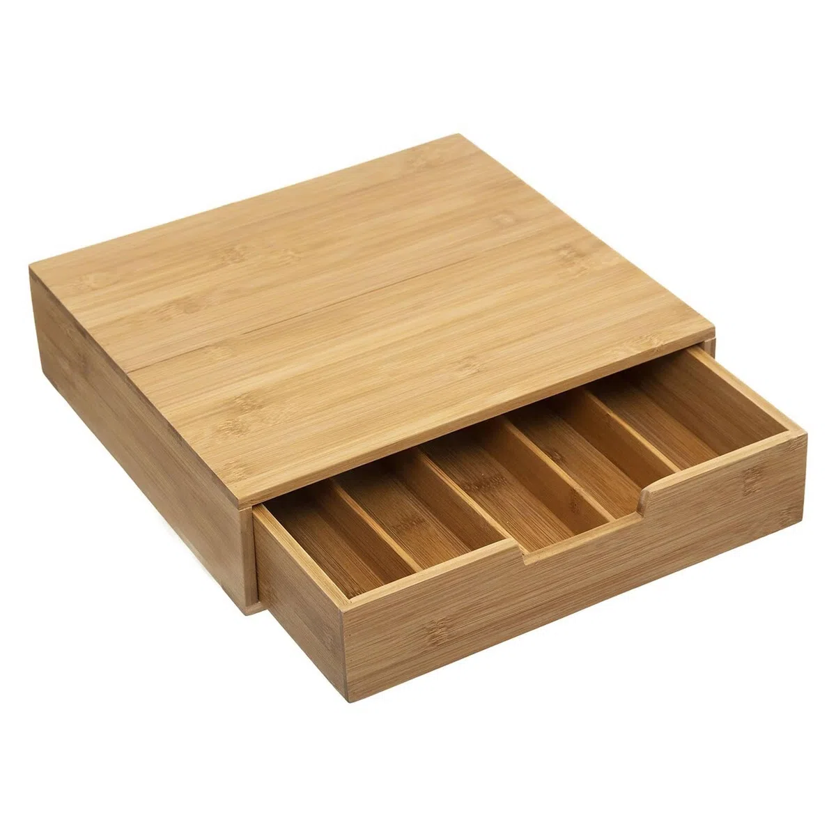 Portacápsulas con 1 cajón en bambú 34,5x30,5x8cm