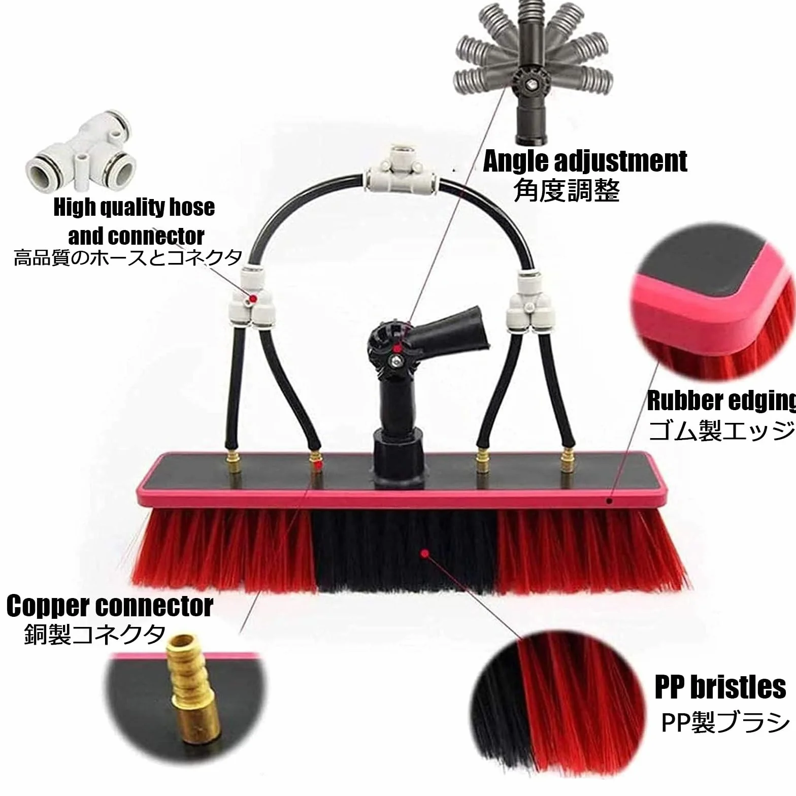 Coping - Kit de cepillo de limpieza de ventanas con alimentación de agua: poste extensible de 21.7 pulgadas y manguera de 16.4 pies para una limpieza eficiente de techo de invernadero, uso fácil y