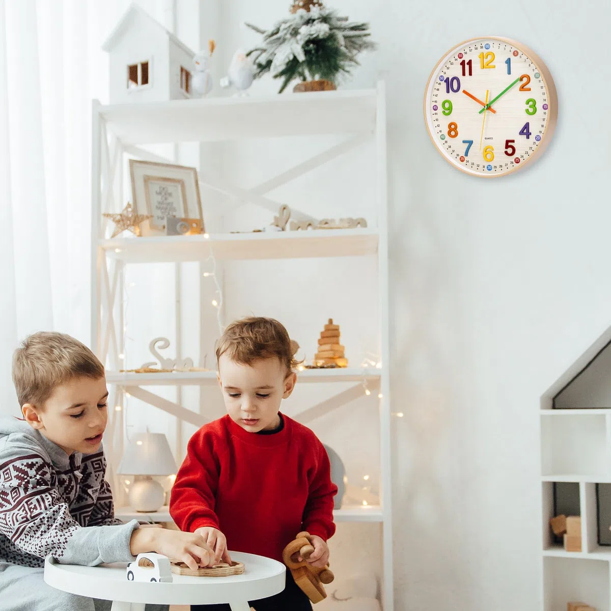 Reloj de pared educativo para niños, números en 3D, reloj de pared silencioso para habitación infantil, apto para la escuela