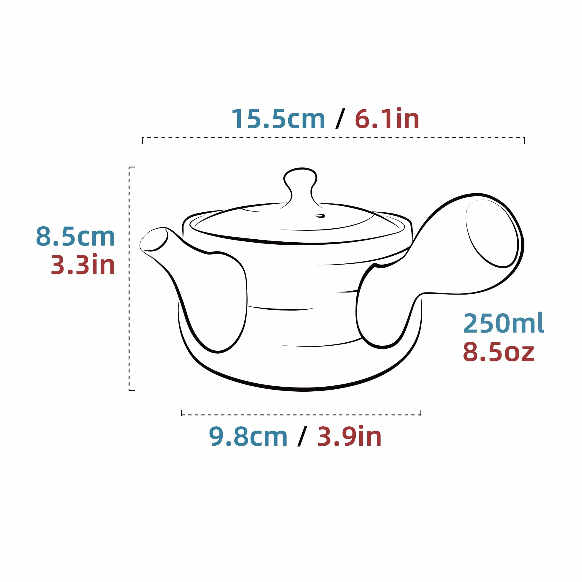 Tetera de cerámica TEANAGOO con infusor | Tetera pequeña de cerámica con asa lateral con infusores para té suelto/Kyusu japonés (8.5 oz) con infusor | Teteras para fiestas té, VP1, Rock Black
