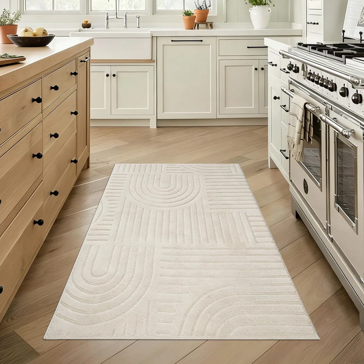 Famibay Alfombra Pasillo 80x150cm Alfombra Cocina Lavable Antideslizante Alfombras Pasillo Entrada Beige Moderna para Corredor Entrada Dormitorio Lavandería