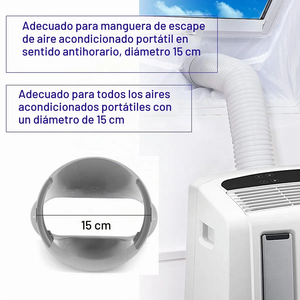 Adaptador de ventana para aire acondicionado, adaptador de ventana, kit de manguera de escape, accesorios para aire acondicionado móvil