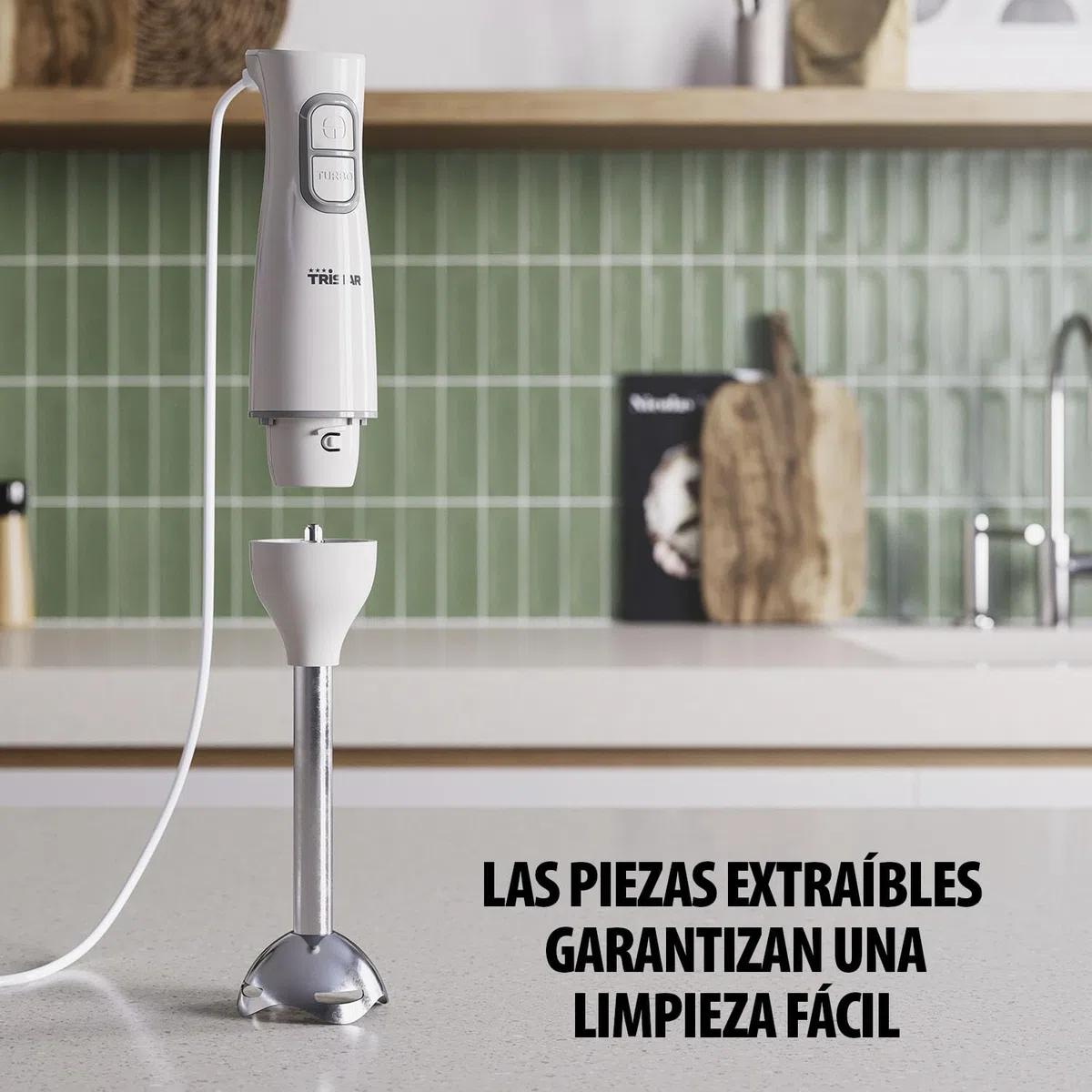 Tristar Set de batidora de mano, piezas aptas para el lavavajillas, incluye varilla de acero inoxidable desmontable, batidor, picador, jarra medidora, 350 W, MX-4881
