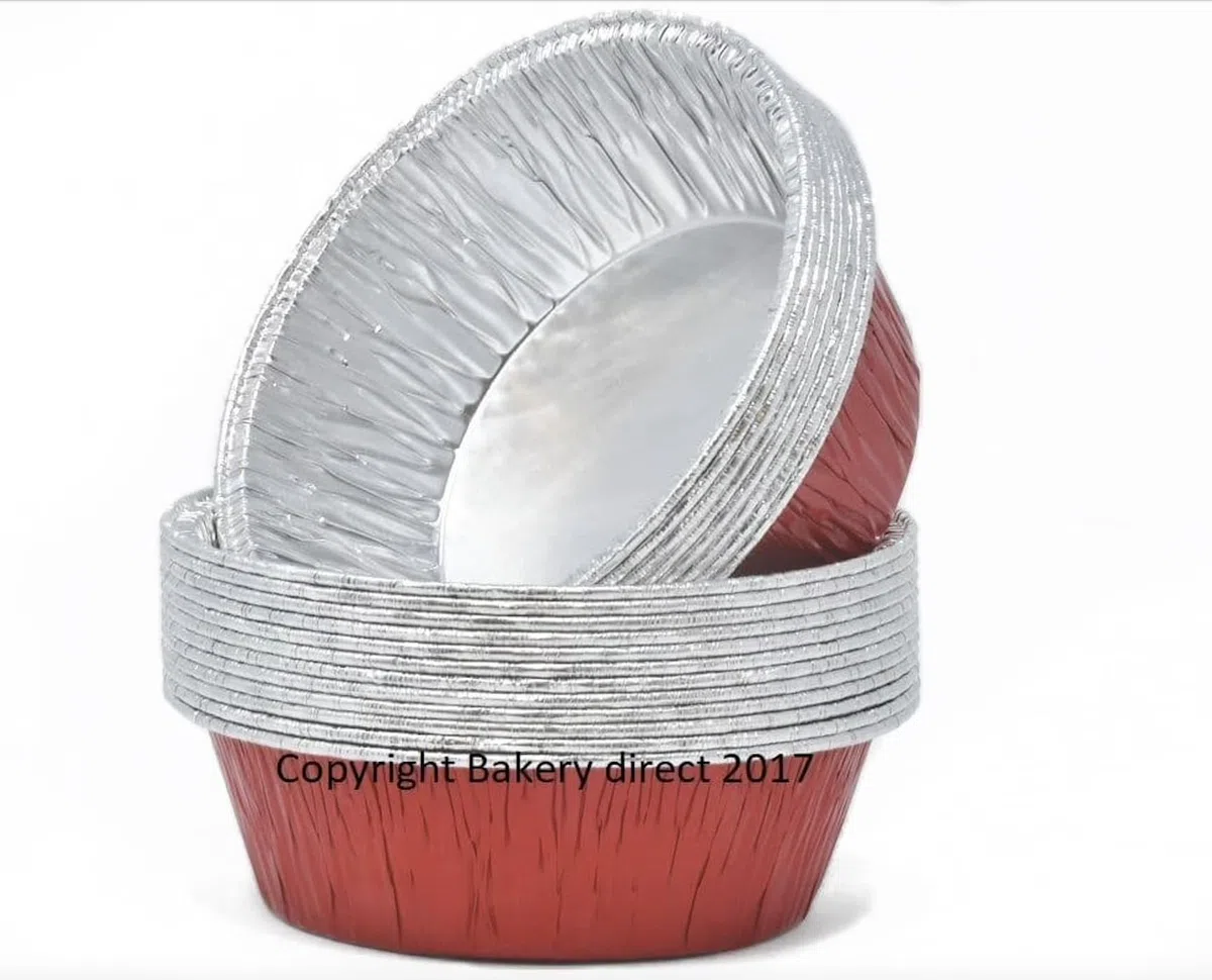 Bakery Direct - 130 láminas redondas de aluminio para tartas/platos en 5 colores (rojo)