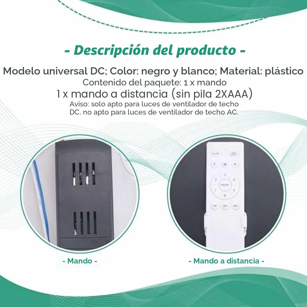 Kit de Control Remoto Universal para Ventilador de Techo, 40 W, 6 velocidades, función de temporización, Repuesto para Ventiladores de Techo y Luces de CC