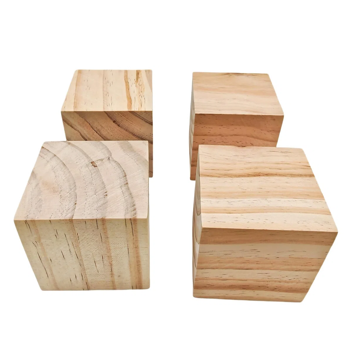 Cubos de madera de 9 cm, 4 unidades, bloques cuadrados de madera natural sin terminar para manualidades, tallar, proyectos de bricolaje