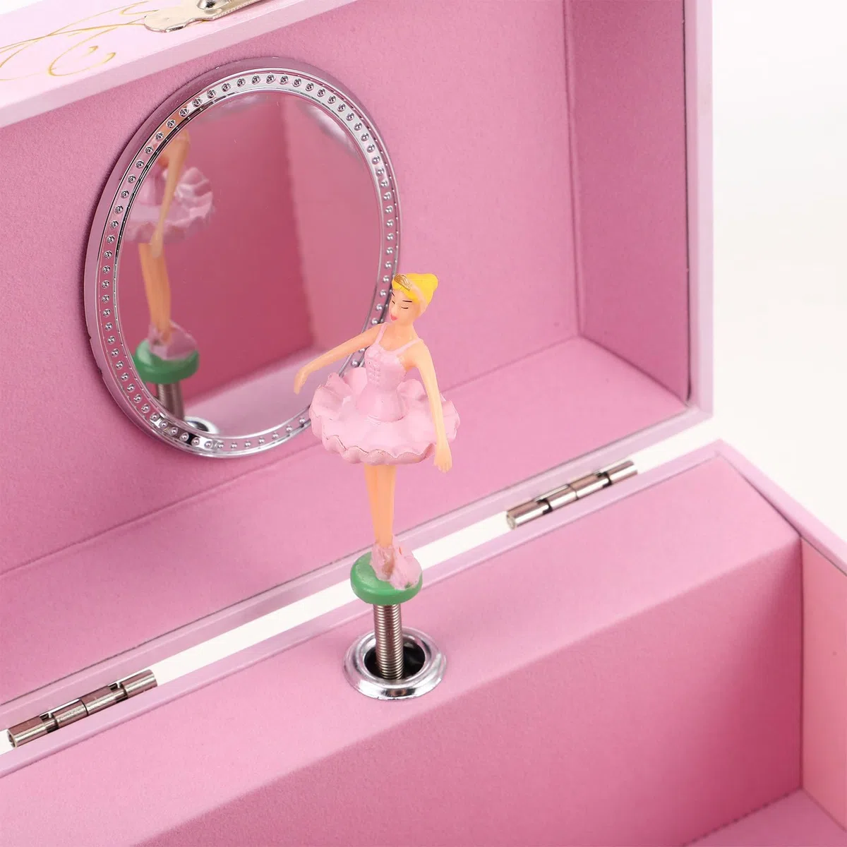 Operitacx Caja de Música en Habitación Infantil para Almacenamiento de Joyas con Bailarina Giratoria Rosa, Joyero Pequeño con Compartimentos y Diseño Elegante para Niñas