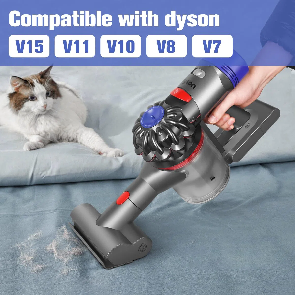 Mini Cepillo Motorizado para Dyson v10 v11 v15 v7 v8, Mini Boquilla Turbina para Colchones de Limpieza, Tapicería y Escaleras