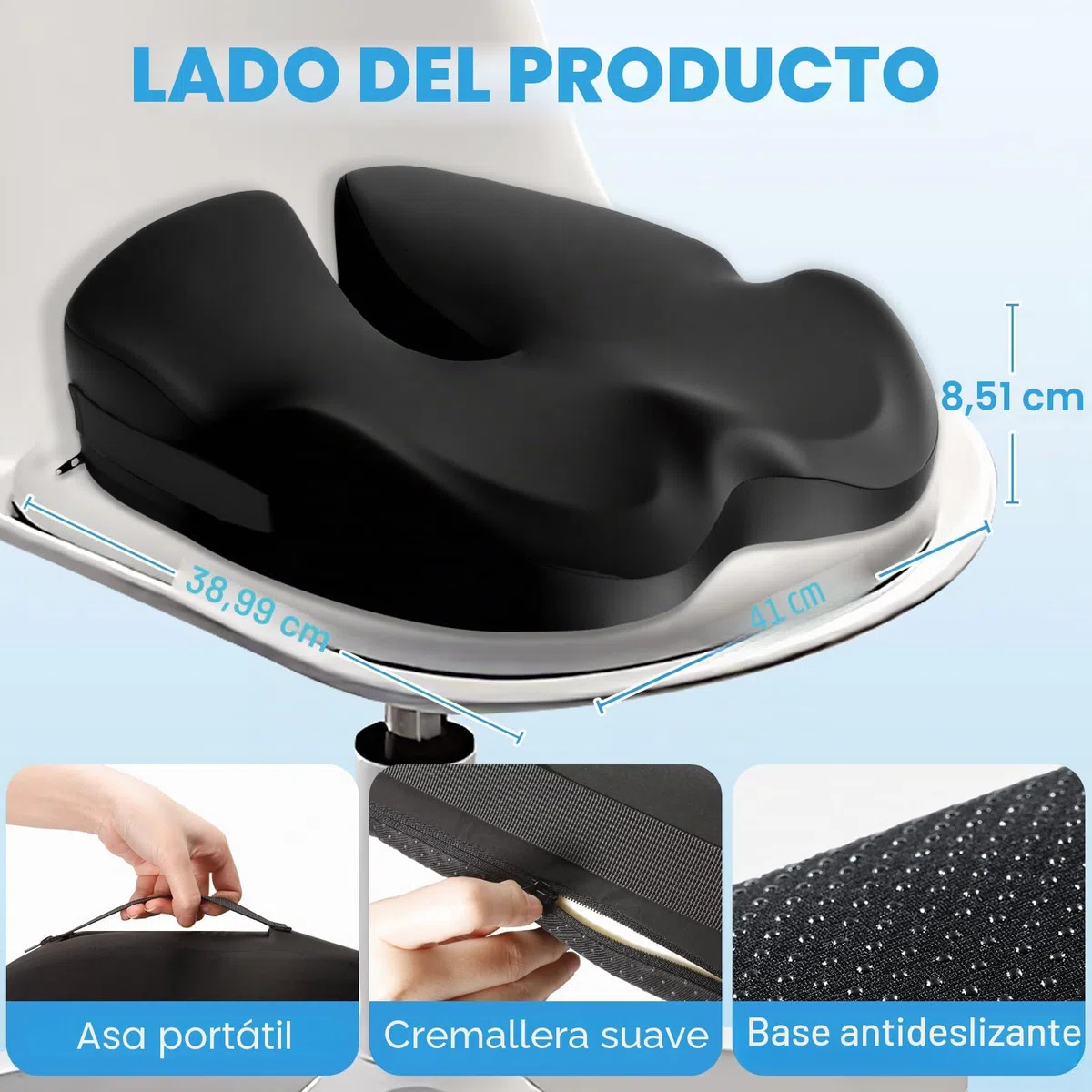 Cojin Silla Oficina, Cojín De Asiento Ergonómico De Espuma Memoria, Cojin Coxis Alivio del Dolor Cojin Silla para Silla De Oficina Y Hogar, Automóvil, Uso Diario