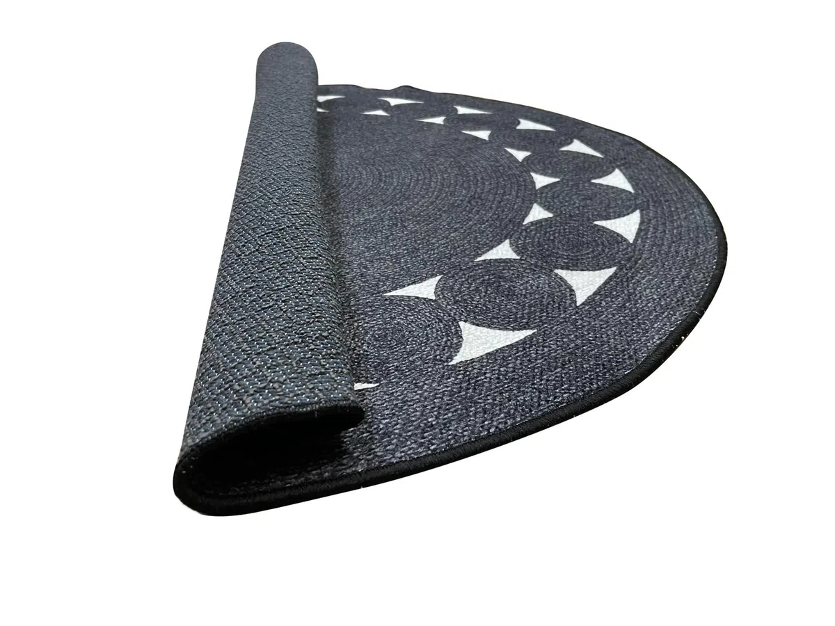 MANI TEXTILE LEYLIM - Alfombra Redonda (90 x 90 cm), Color Negro y Blanco