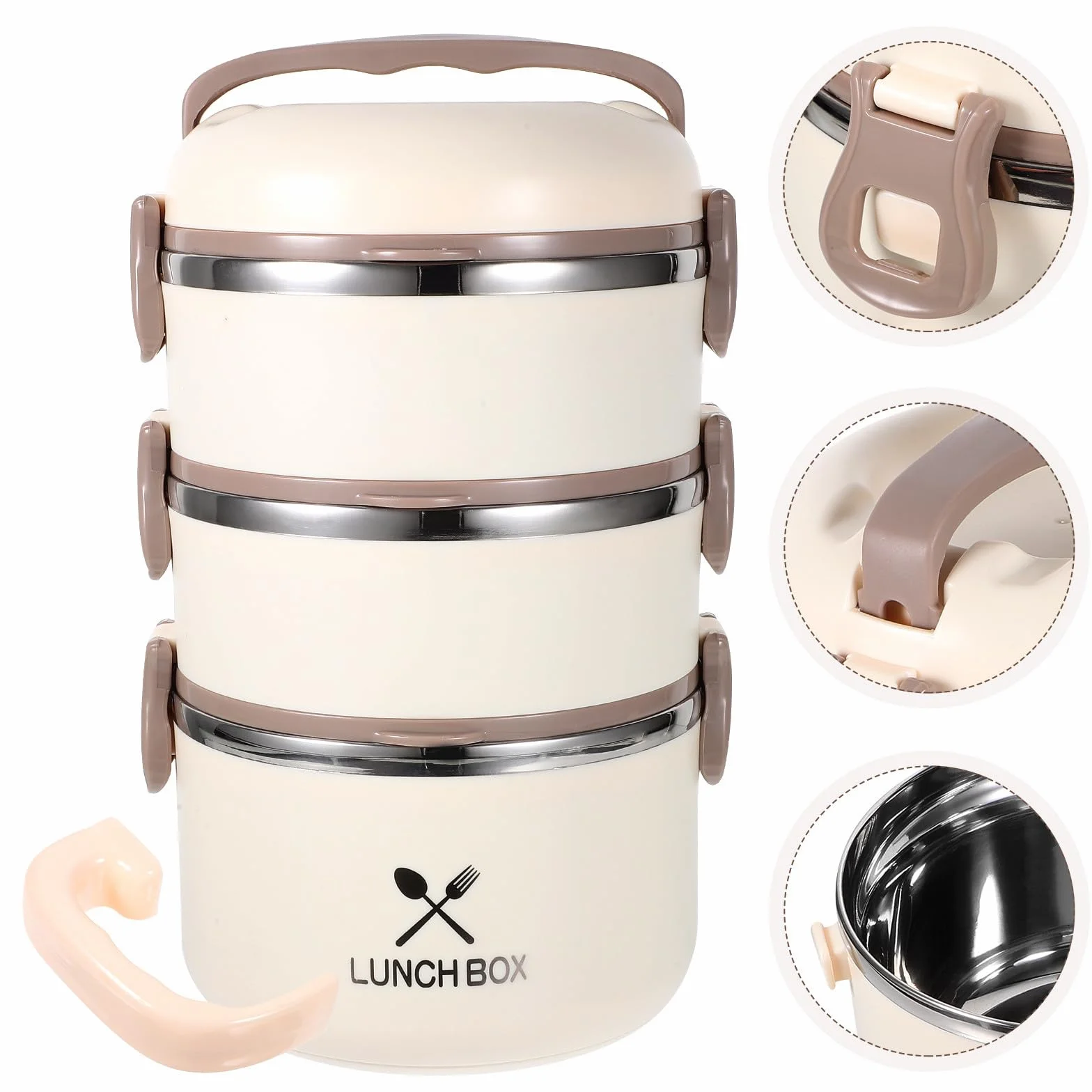 Kichvoe Fiambrera Térmica de Acero Inoxidable de 3.25l Tapa a Prueba de Derrames y Diseño Sellado, Adecuado para Estudiantes y Trabajadores en Oficina