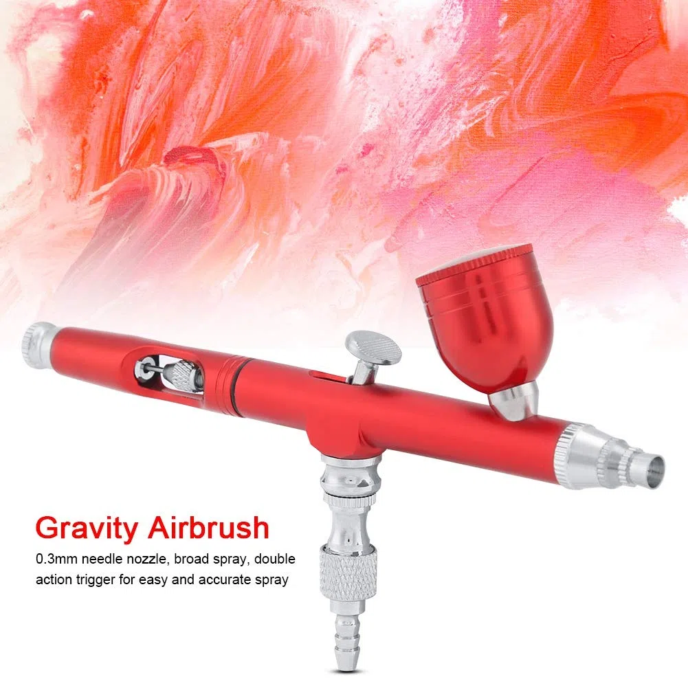 Aerógrafo, MAGT 0,3 mm de Doble acción de Gravedad aerógrafo multifunción, Pintura de Arte para Pintura en Aerosol, Tatuaje de uñas, Kit Rojo