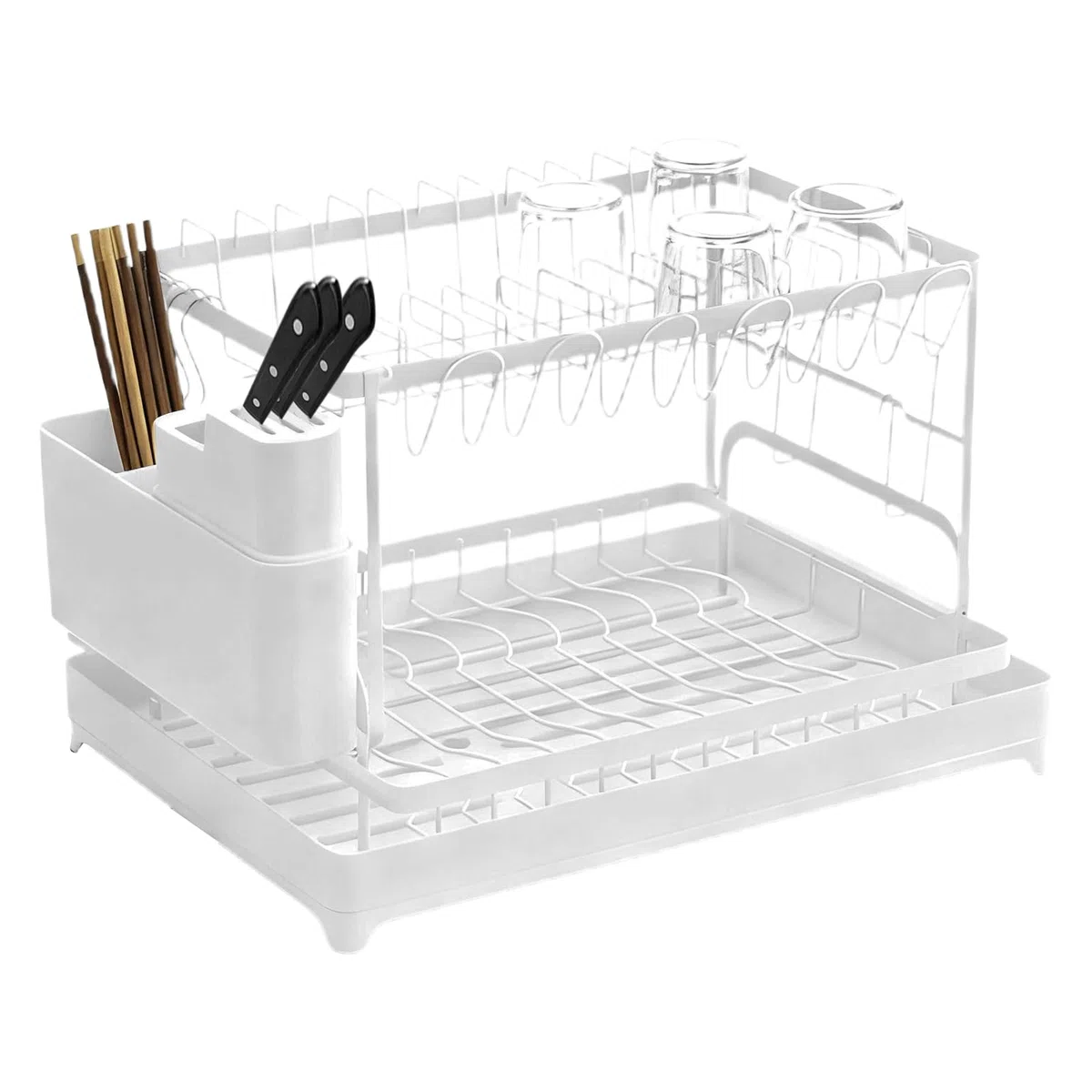 de 2 niveles, ahorro de espacio con soporte para utensilios, escurridor para encimera de cocina, para tazas, cubiertos, bandeja, platos, organización, fregadero, encimera, hogar, hogar