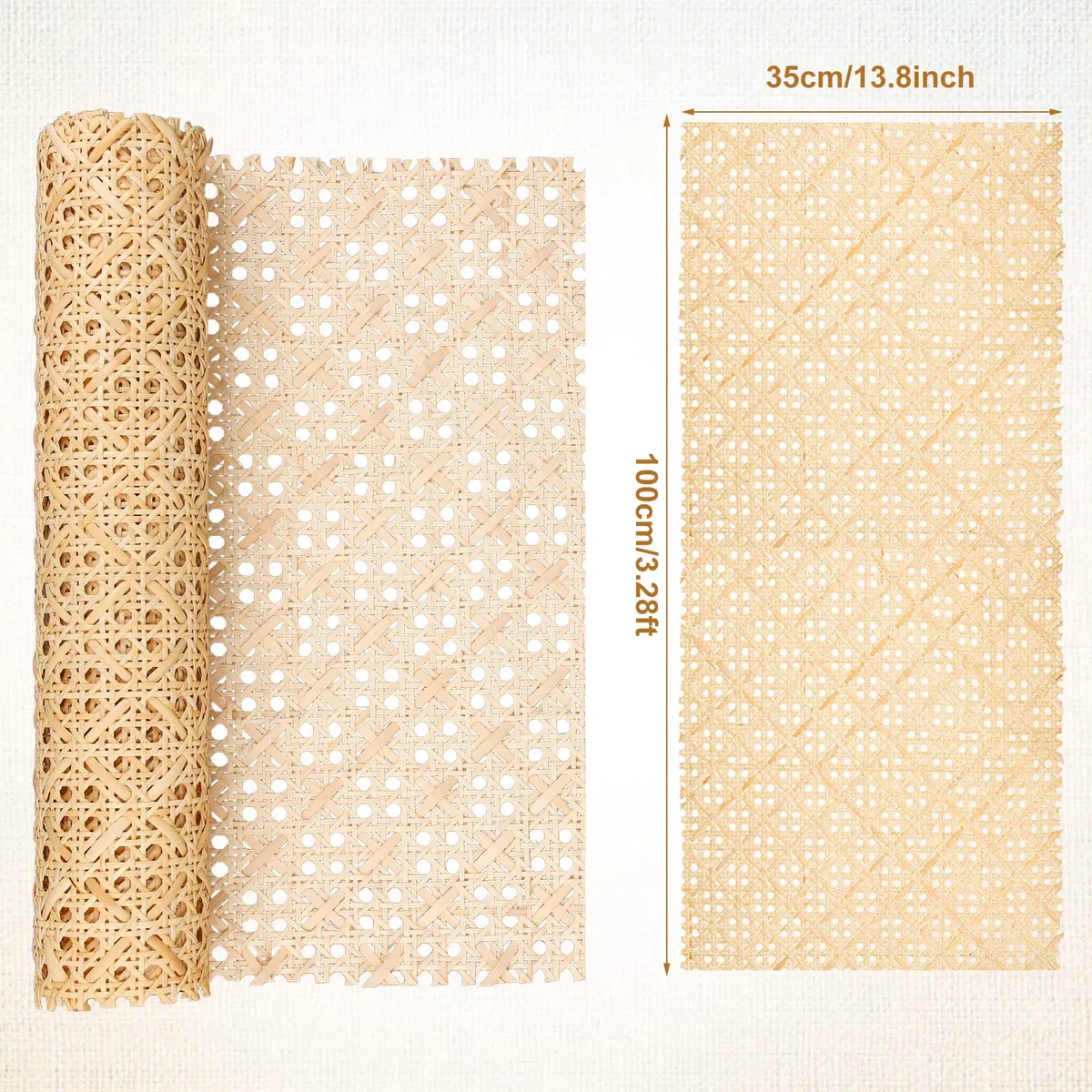 Savita Ratán Natural Rollo, 0,35x1m Correas de Caña Natural Cincha de Ratán Natural Cincha de Ratán para Proyectos de Caning Ratán Ancho para Manualidades Gabinete Silla Muebles