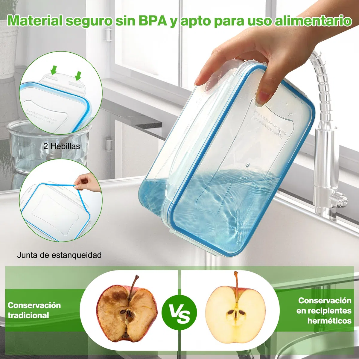 YASHE Recipientes de Plástico Alimentos Herméticos, Juego de 50 Piezas, Botes Cocina Almacenaje con Tapa, Sin BPA, 100% a Prueba de Fugas, Reutilizables y Lavables en el Lavavajillas