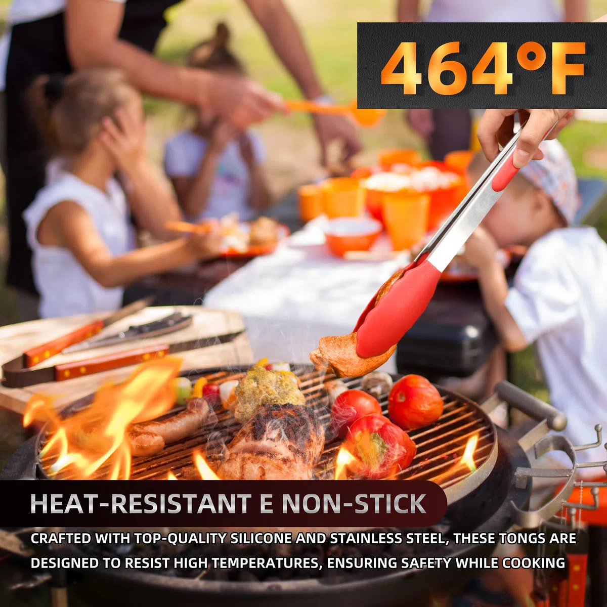 Pinzas de cocina de acero inoxidable de alta calidad, paquete de 3 para cocinar a la parrilla y barbacoa. Pinzas de bloqueo de metal cepillado duraderas con cómodo agarre ergonómico