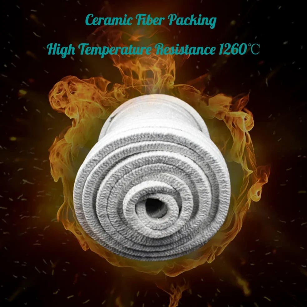 Junta de Sello de Cuerda de Fibra cerámica - Trenzado Cuadrado 10 x 10 mm, Sello de Junta de Alta Temperatura para fundición de Horno de Caldera,5M