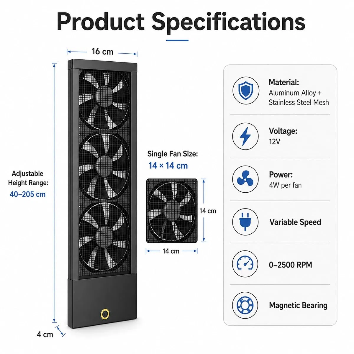 Genérico Ventilador vertical para ventanas correderas, extractor de ventana sin herramientas con velocidad ajustable, ayuda a eliminar aire caliente, olores y humedad