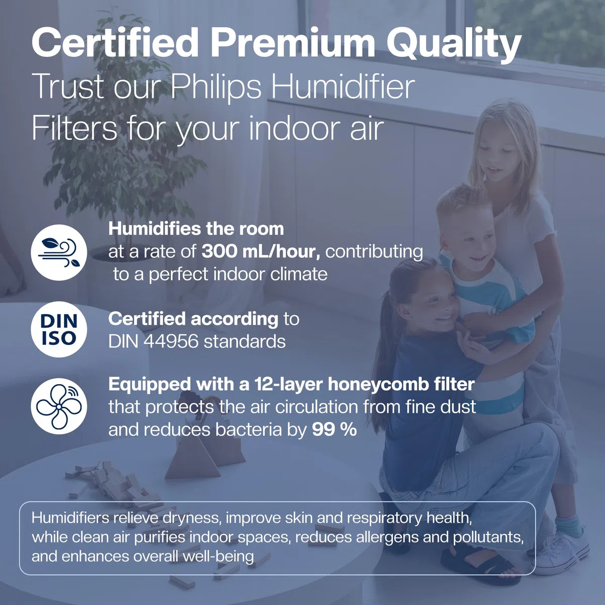 2 filtros para humidificador Philips [HU4814, HU4813, HU4811, HU4803 & HU4801] – Sustituye FY2401 – Humidificación higiénica, 99 % menos bacterias